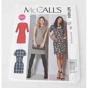 McCalls M7464 Sewing Pattern Misses Petite Fitted Dresses Short Sleeve